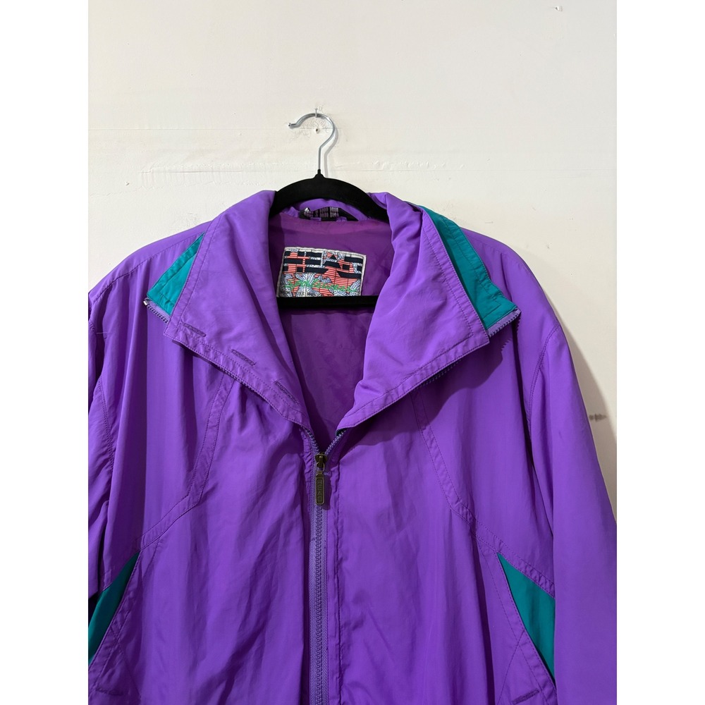 Vintage Sportswear Purple Teal Windbreaker Jacket Women's Medium 90s Retro